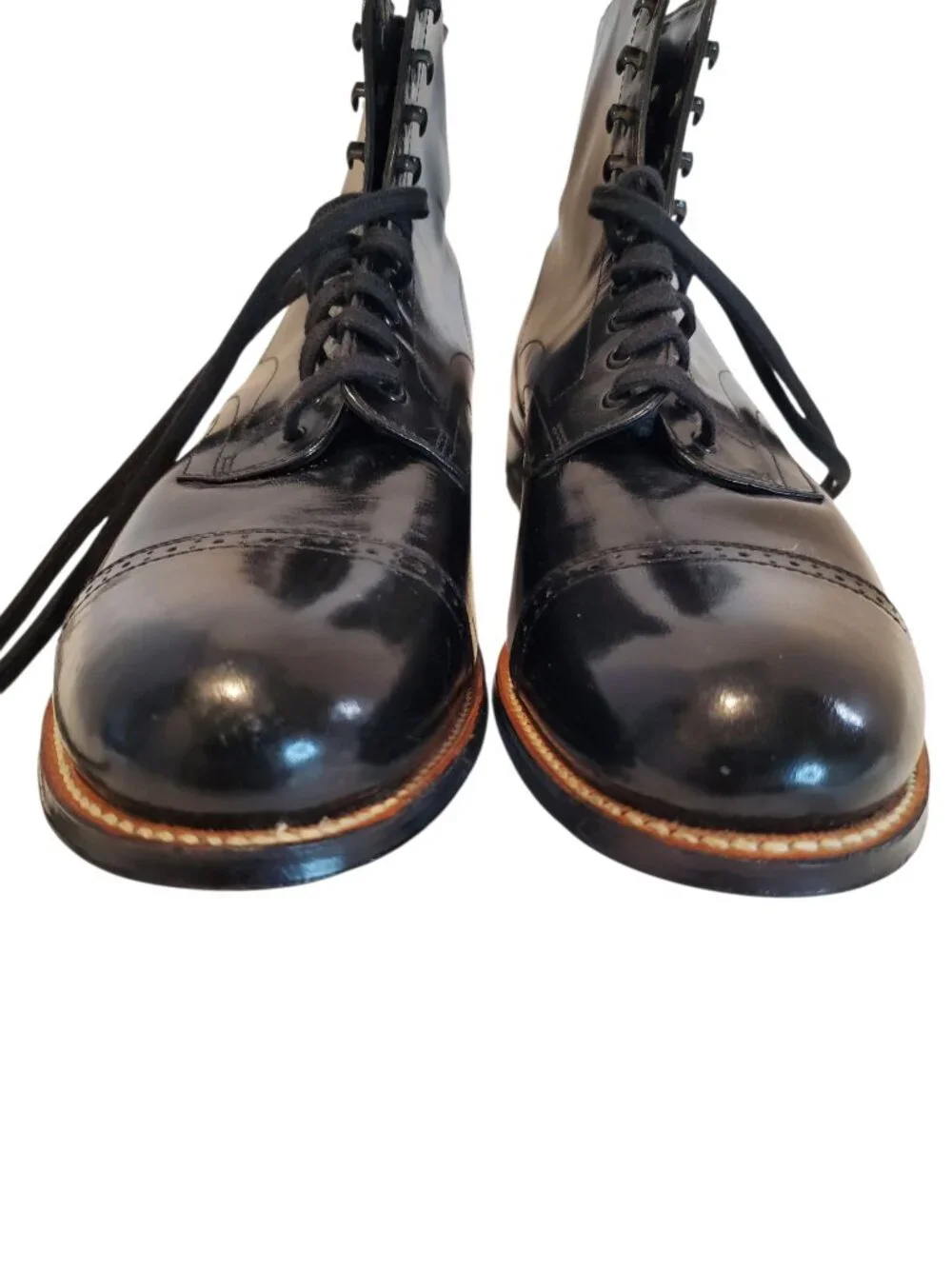 STACY ADAMS SZ 11D Men's Madison Cap Toe Kidskin Leather Dress Boot Black